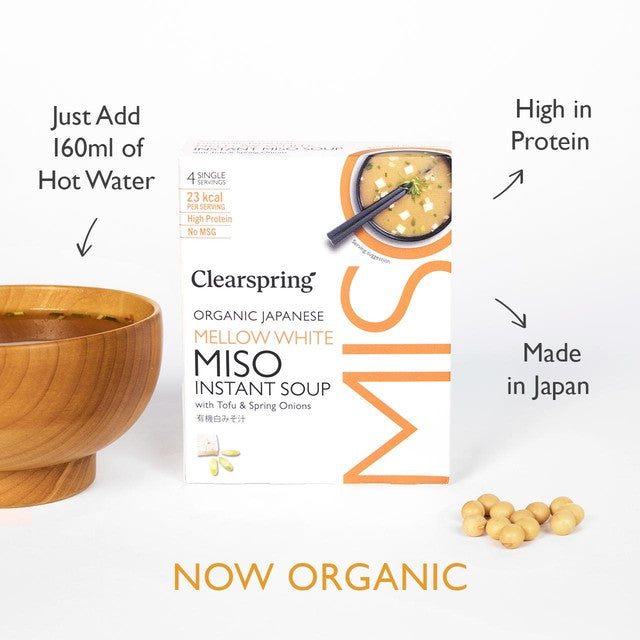Clearspring Miso Soup with Tofu & Spring Onions 4 x 8g - British product
