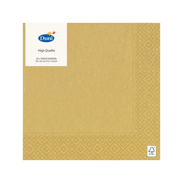 Duni gold paper napkins 20 pack, UK version
