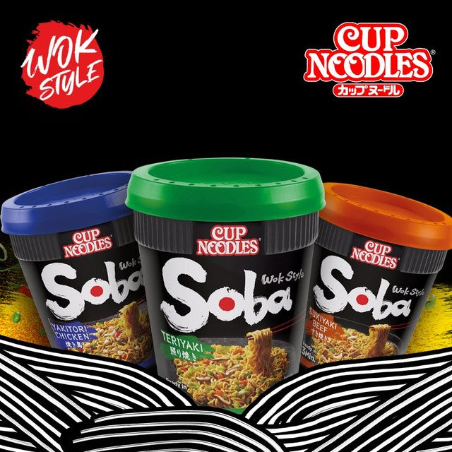 Nissin Soba chilli instant noodles pot, UK version