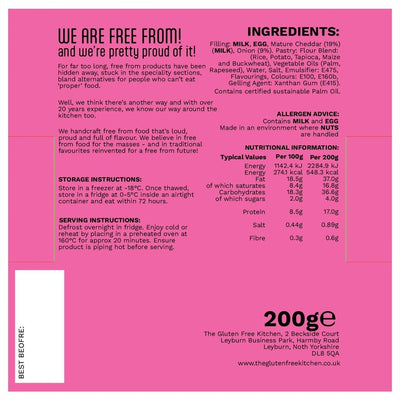 M&S The Gluten Free Kitchen Tarte surgelée au fromage cheddar et à l'oignon 200g - Acheter en ligne sur McGrocer