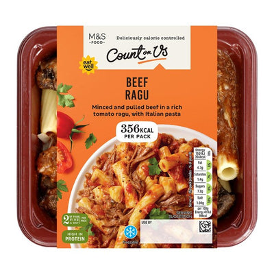M&S Count On Us Rinderhackfleisch-Ragu-Pasta Fertiggericht 360g