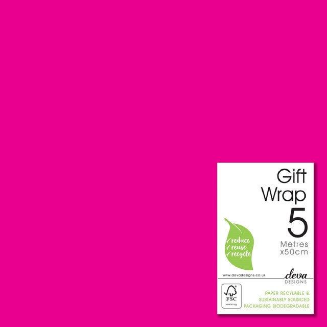 Deva Designs pink wrapping paper 5m x 50cm, imported from the UK