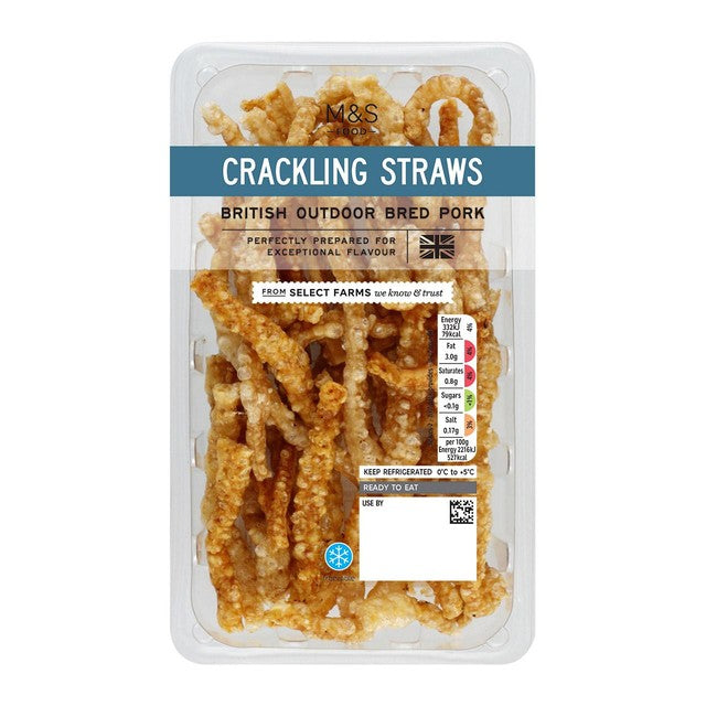 M&S pork crackling straws 30g, imported from the UK