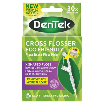 DenTek pflanzenbasierte Zahnseiden-Cross-Flosser Interdental-Zahnseide 30er Packung