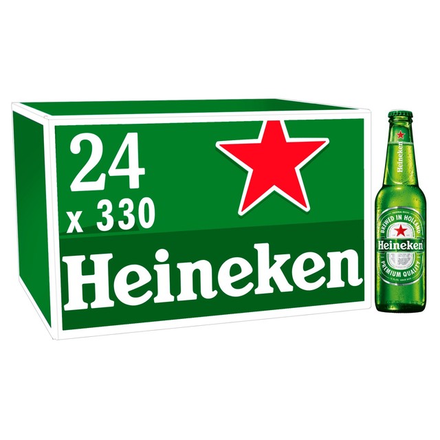 Heineken lager beer 24 x 330ml bottles, UK version
