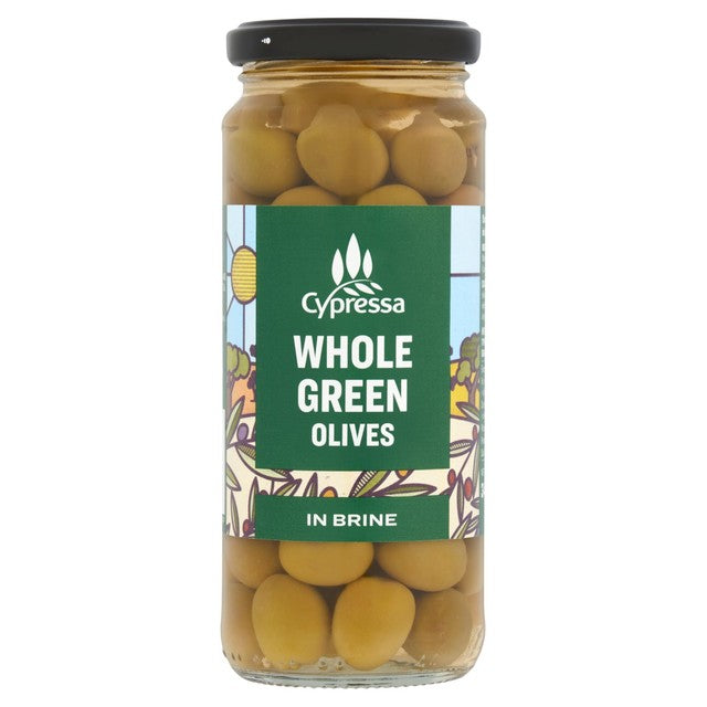 Cypressa whole stone-in green olives 340g - British product