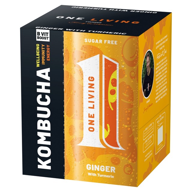One Living ginger kombucha multipack, imported from the UK