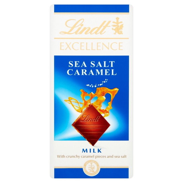 Lindt milk chocolate bar caramel & sea salt 100g, UK version