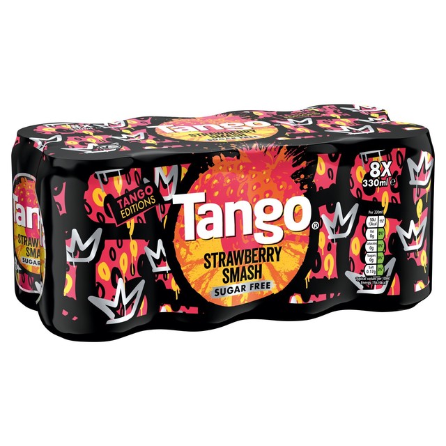 Tango Strawberry Smash sugar-free soft drink 8x330ml (British brand)