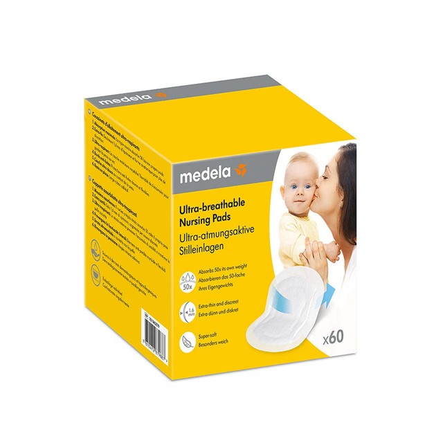 Medela disposable breast pads 60 pack, imported from the UK