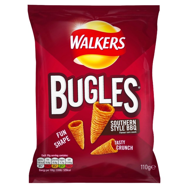 Walkers Bugles Southern Style BBQ Mais-Snack-Chips 110g (britische Marke)