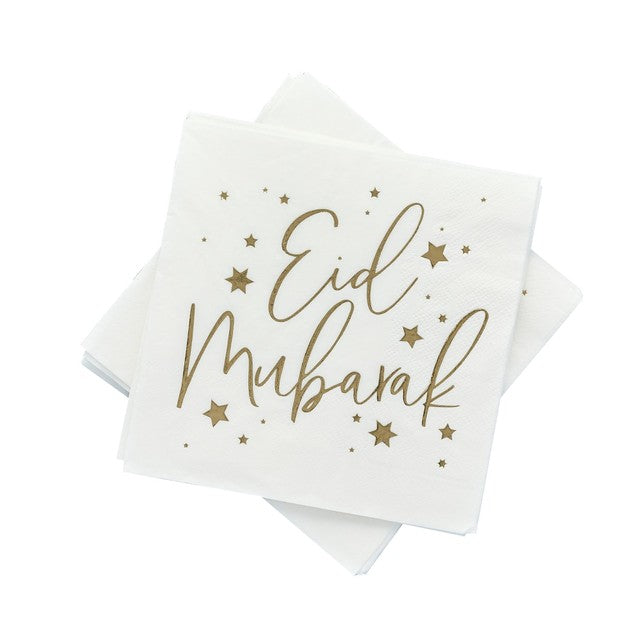 Hootyballoo Eid Mubarak paper napkins 16.5cm, imported from the UK