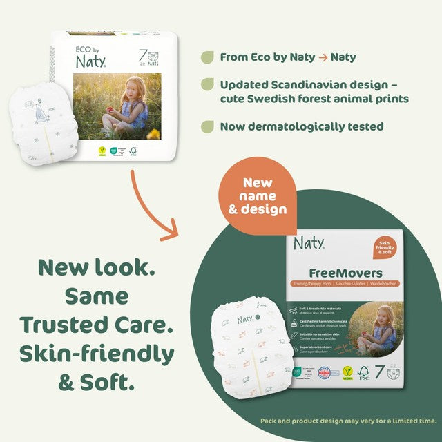 Naty FreeMovers nappy pants Size 7 (17+kg), imported from the UK