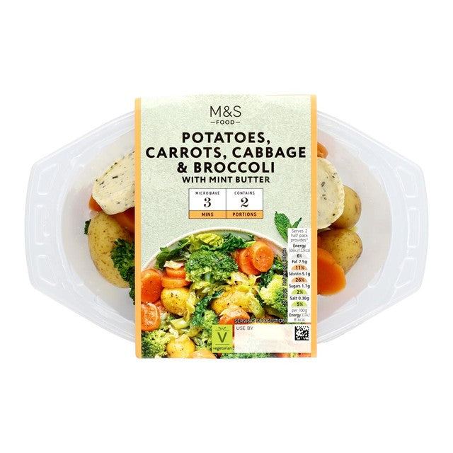 M&S vegetable selection with mint butter 300g, imported from the UK