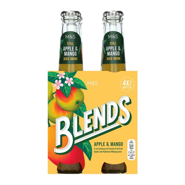 M&S Apple & Alphonso Mango still juice drink 4 x 275ml, imported from the UK