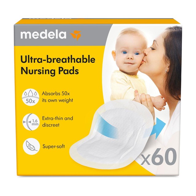 Medela disposable breast pads 60 pack, imported from the UK