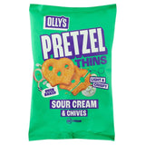 Olly's Pretzel Thins sour cream and onion 140g, imported from the UK