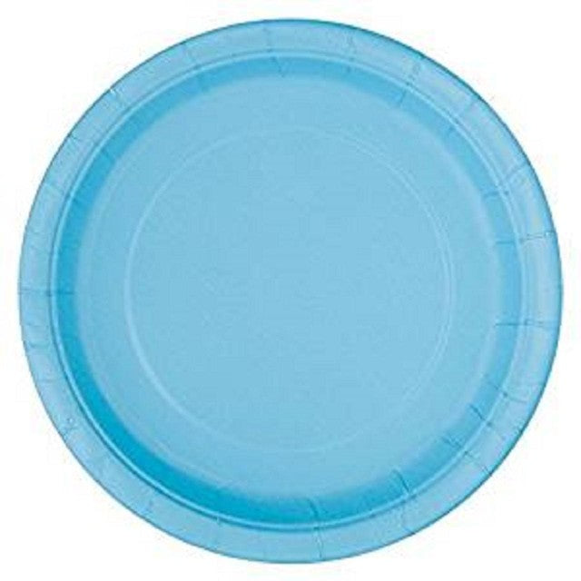 Unique Party powder blue paper party plates 23cm, imported from the UK