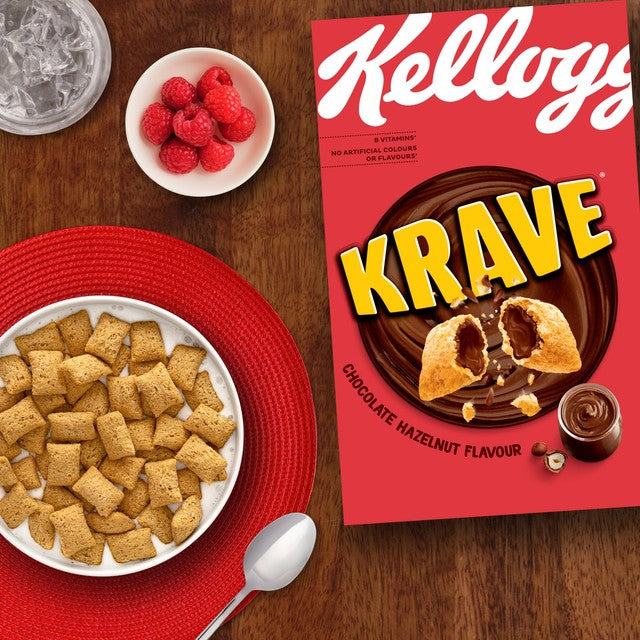 Kellogg's Krave chocolate hazelnut breakfast cereal 410g, UK version