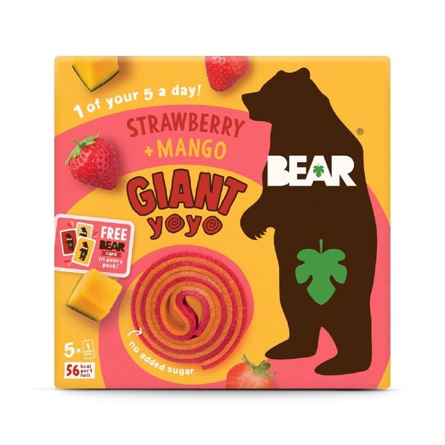 Bear Giant Fruit Yoyos strawberry and mango multipack 5 x 20g - British product