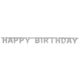 Unique Party Happy Birthday Silver Deluxe Jointed Banner 4ft, UK version