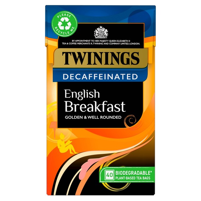 Twinings decaffeinated English breakfast tea bags 40 count (British brand)