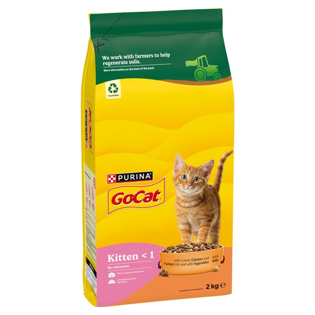 Go-Cat kitten chicken turkey and milk dry cat food 2kg, UK version