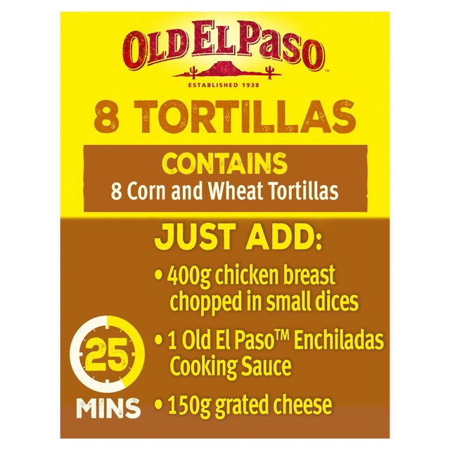 Old El Paso Corn Wraps 8 Pack, imported from the UK