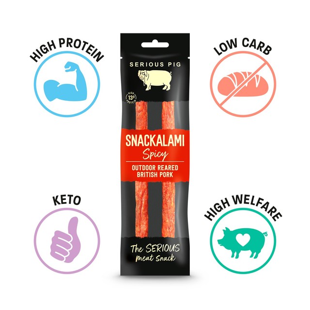 Serious Pig spicy salami snacks 30g (British brand)
