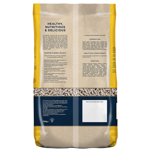 Marriages Hamster & Gerbil Mix pet food 750g, UK version