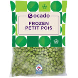 Ocado frozen petits pois 910g imported from the UK