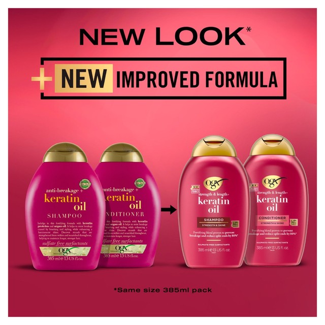 OGX Anti-Breakage+ Keratin Oil Conditioner 385ml, imported from the UK