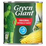 Green Giant sweetcorn kernels in brine, imported from the UK