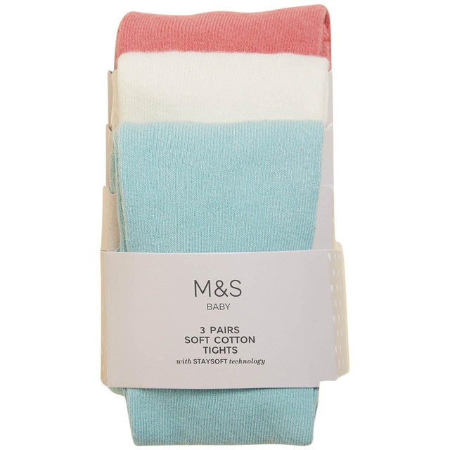 M&S infant floral tights 3 pack 6-12 months, imported from the UK