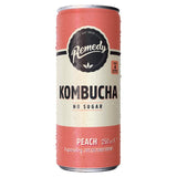 Remedy peach kombucha 250ml can, imported from the UK