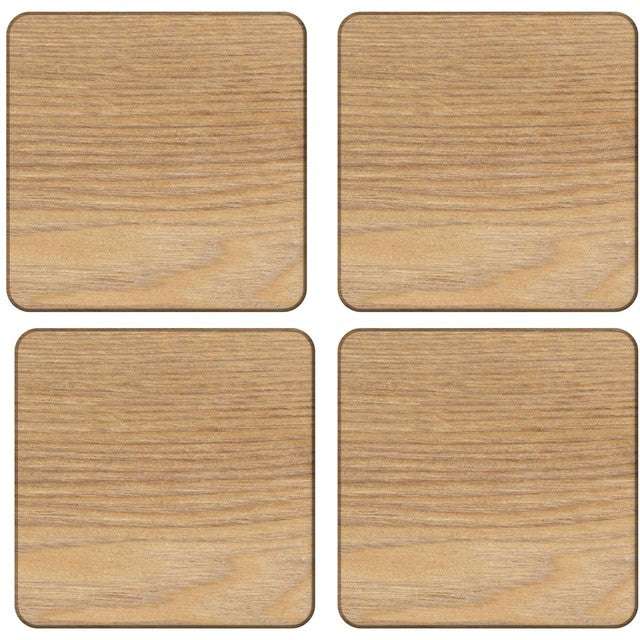 Naturals oak veneer coasters pack of 4 - British product