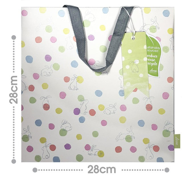 Deva Large Square Polka Bunny gift bag - British product