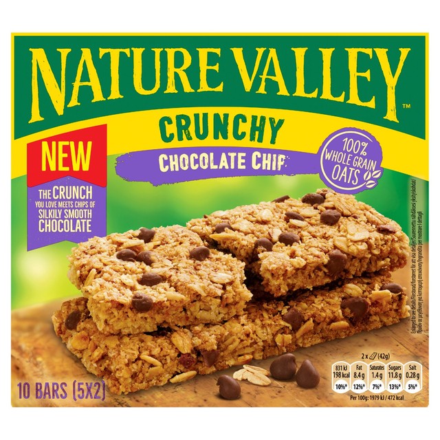Nature Valley chocolate chip cereal bars 5 x 42g, imported from the UK