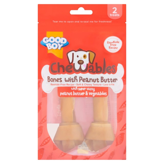 Good Boy Chewables medium bones peanut butter dog treat, UK version