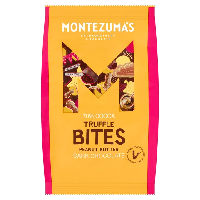 Montezuma's dark chocolate peanut butter truffle bites 120g, imported from the UK