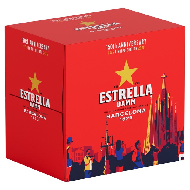 Estrella Damm Spanish lager 330ml pack - British product