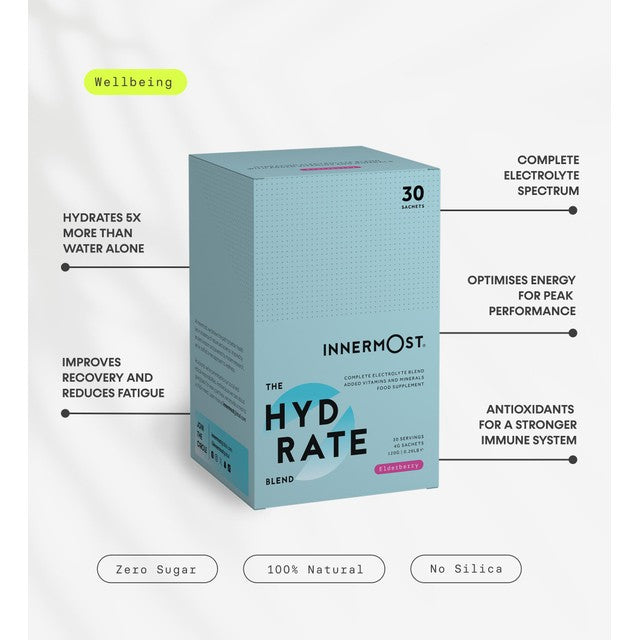 Innermost Hydrate Blend elderberry electrolyte drink sachets 30 sachets, UK version