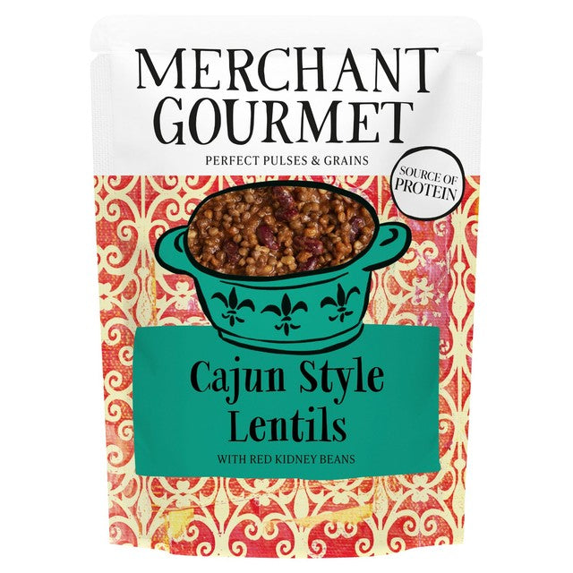Merchant Gourmet Cajun-Style Lentils 250g, imported from the UK