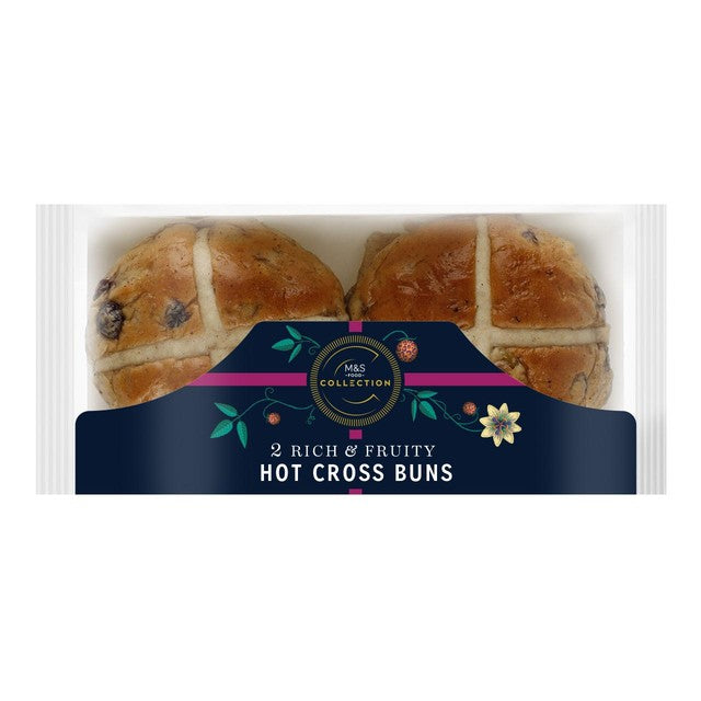 M&S fruited hot cross buns pack of 2, imported from the UK