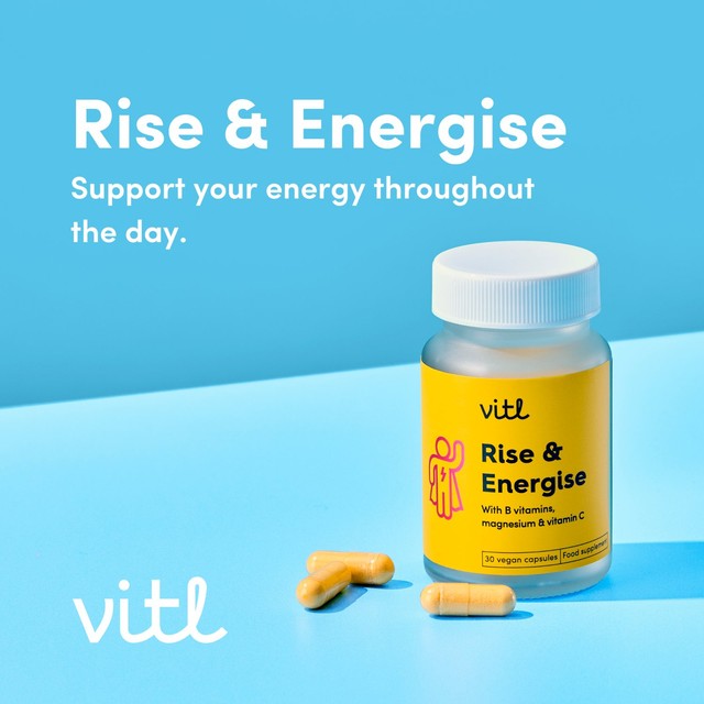 VITL Rise & Energise vitamin supplement 30 capsules (British brand)