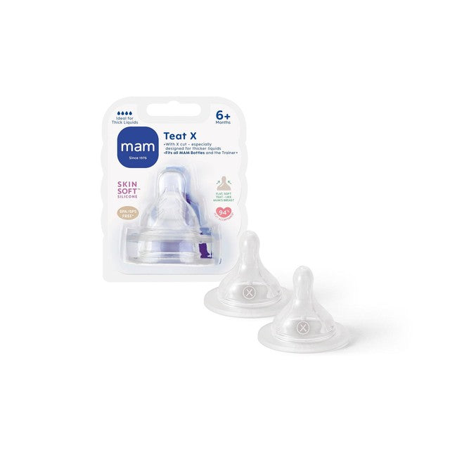 MAM silicone cross cut bottle teats for 6+ months, imported from the UK