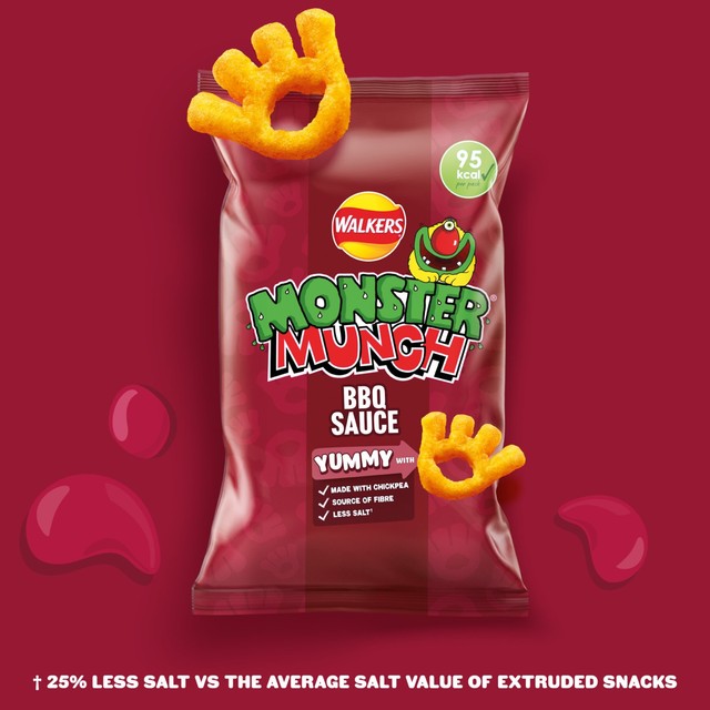 Monster Munch BBQ Sauce Chickpea Crisps multipack 120g, imported from the UK