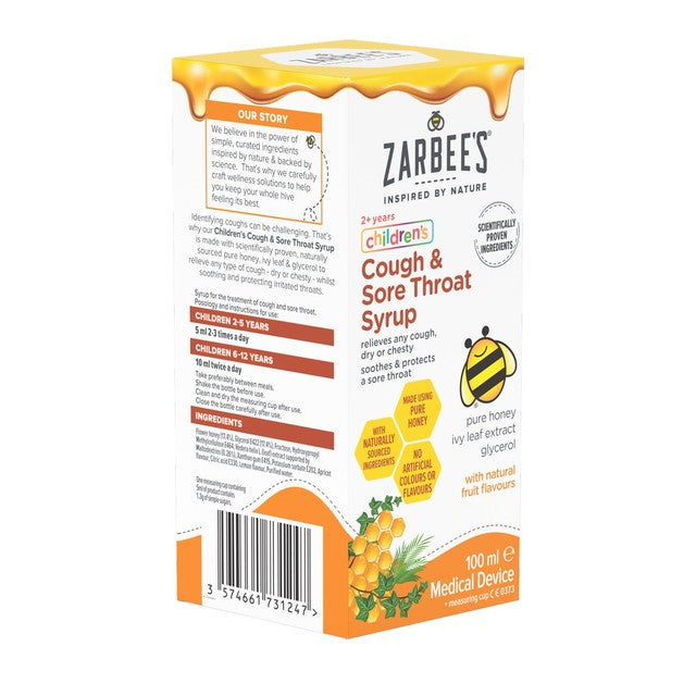 Zarbee's Children's Cough & Sore Throat Syrup 100ml (British brand)
