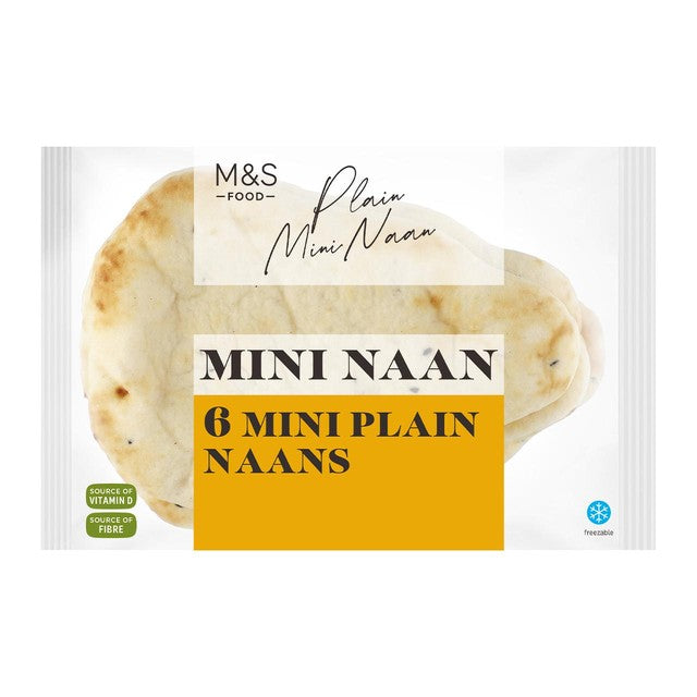 M&S mini plain naans 6 pack - British product