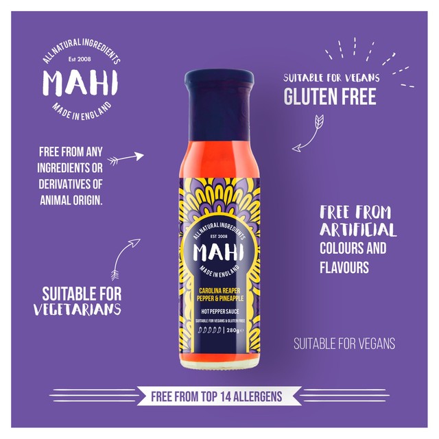 Mahi Carolina Reaper & Pineapple hot sauce 280ml, imported from the UK